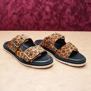 AGL Attilio Giusti Leombruni Women Leopard Washed Suede Sandals EUR 42 US12